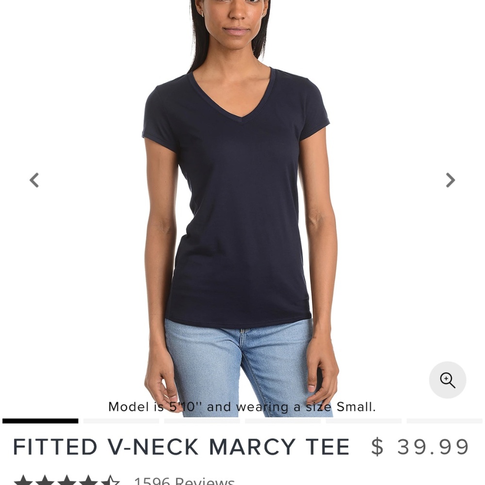 NWT Mott & Bow Navy Perfect V-Neck “Marcy” Tee XS